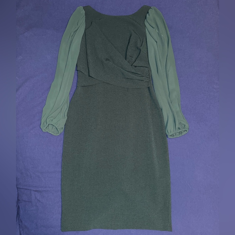 Vince Camuto Hunter Green Stretch Crepe Sheath Dress